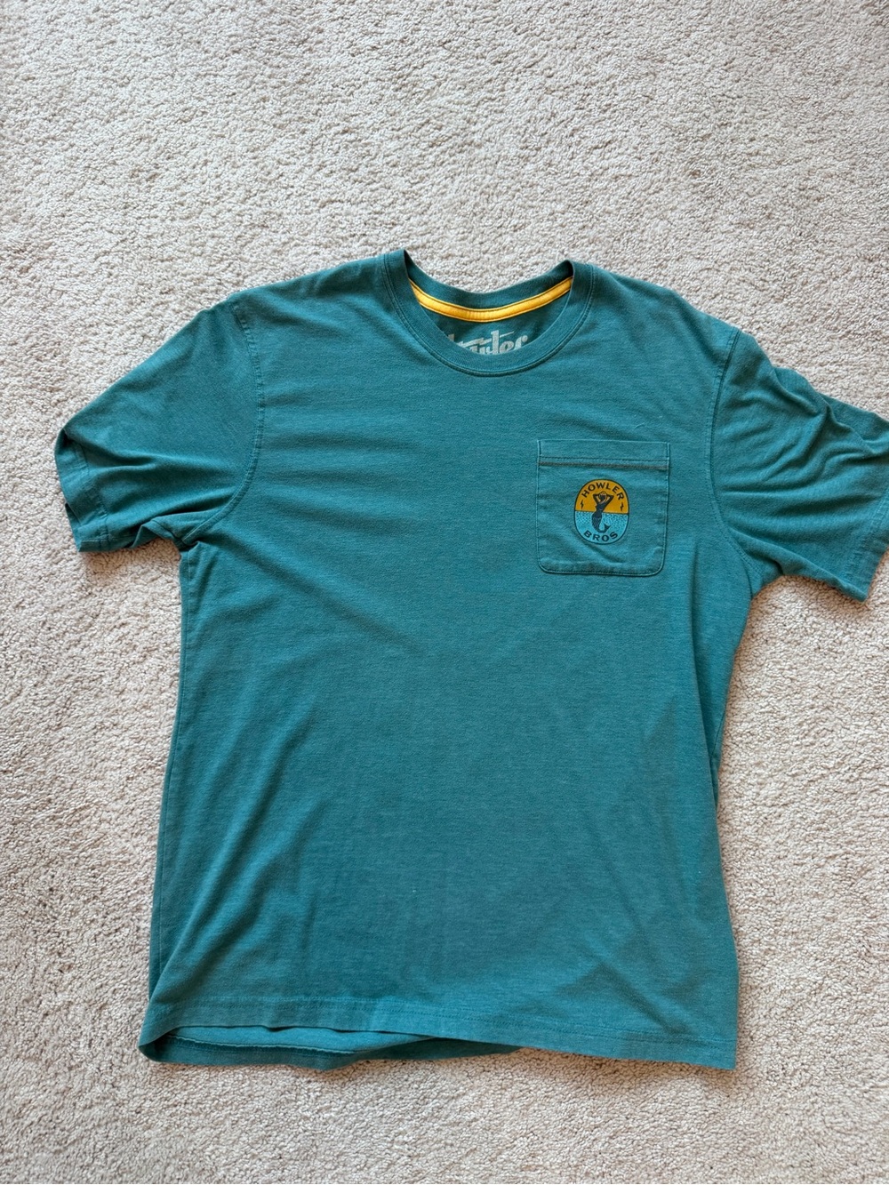 Howler Brothers Teal Short-Sleeve Pocket Tee with Yellow Accent